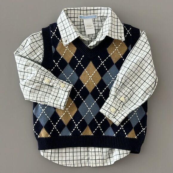 Janie and Jack set of long sleeve shirt and vest Size 6-12 months - Picture 1 of 9